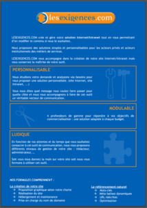 Créez votre site Intranet avec lesexigences.com ! Créez votre site Intranet avec lesexigences.com !